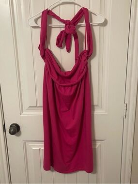 GAP Women’s XL Pink Halter Dress Swimsuit Coverup Ties Strapless Option
